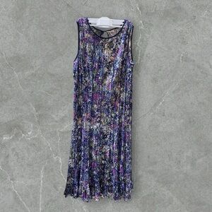 Sheer gorgeous deep blue& purple  floral trimmed in navy blue